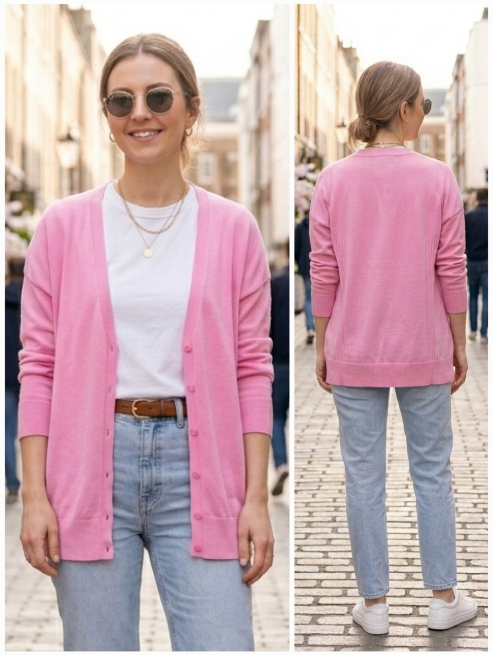 NWOT Hugo Boss XL Modern Contemporary Bubblegum Pink Lightweight Spring Cardigan